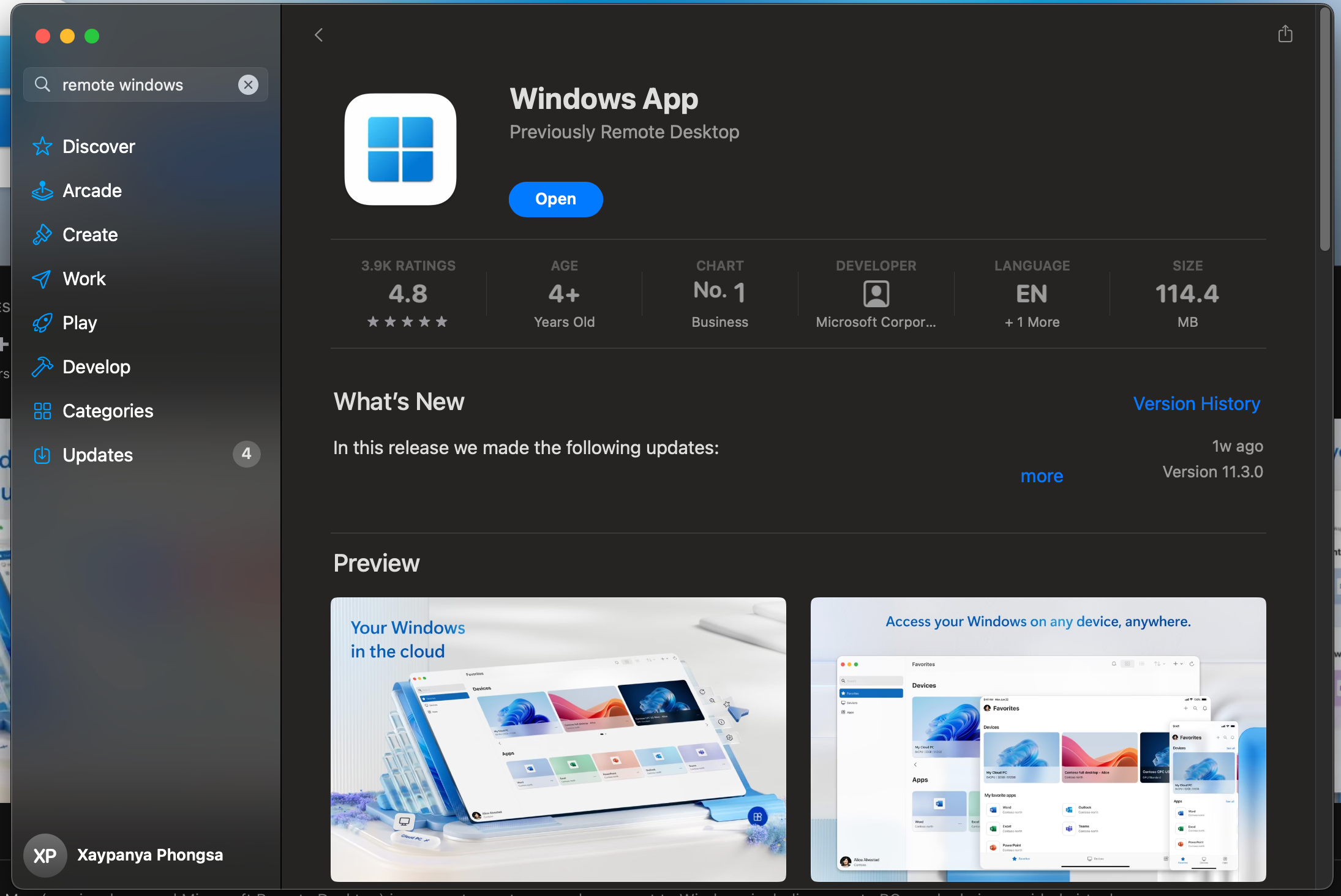 โหลด Windows App จาก App Store