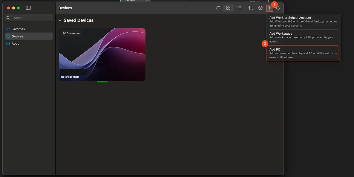 เพิ่มเครื่อง PC ใน Windows App