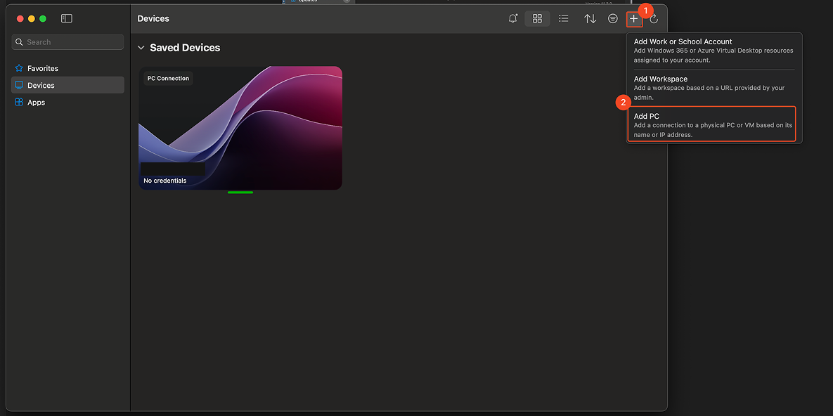 เพิ่มเครื่อง PC ใน Windows App