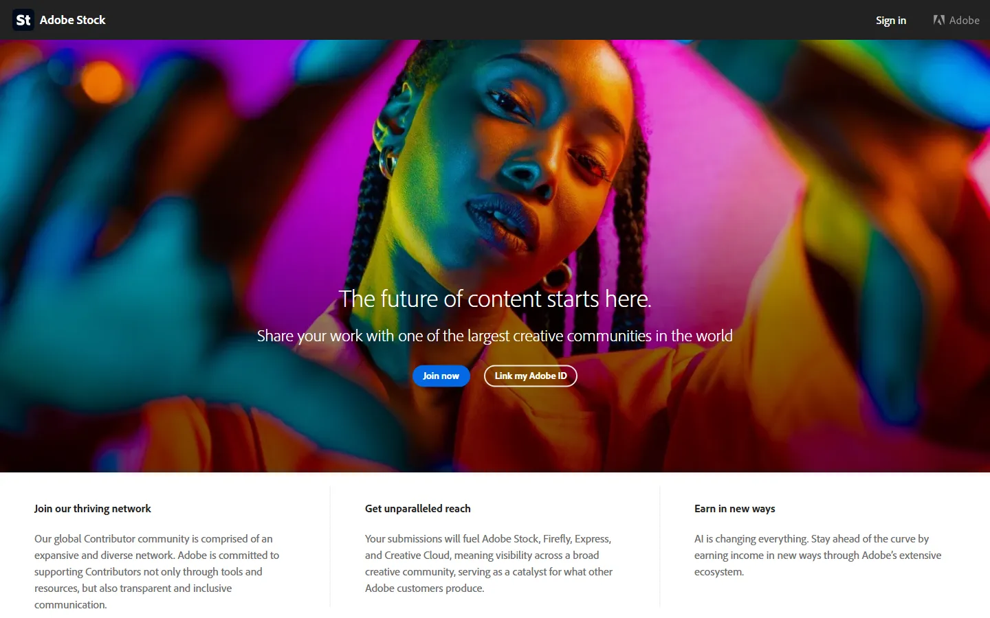 หน้า Adobe Stock Contributor The future of content starts here
