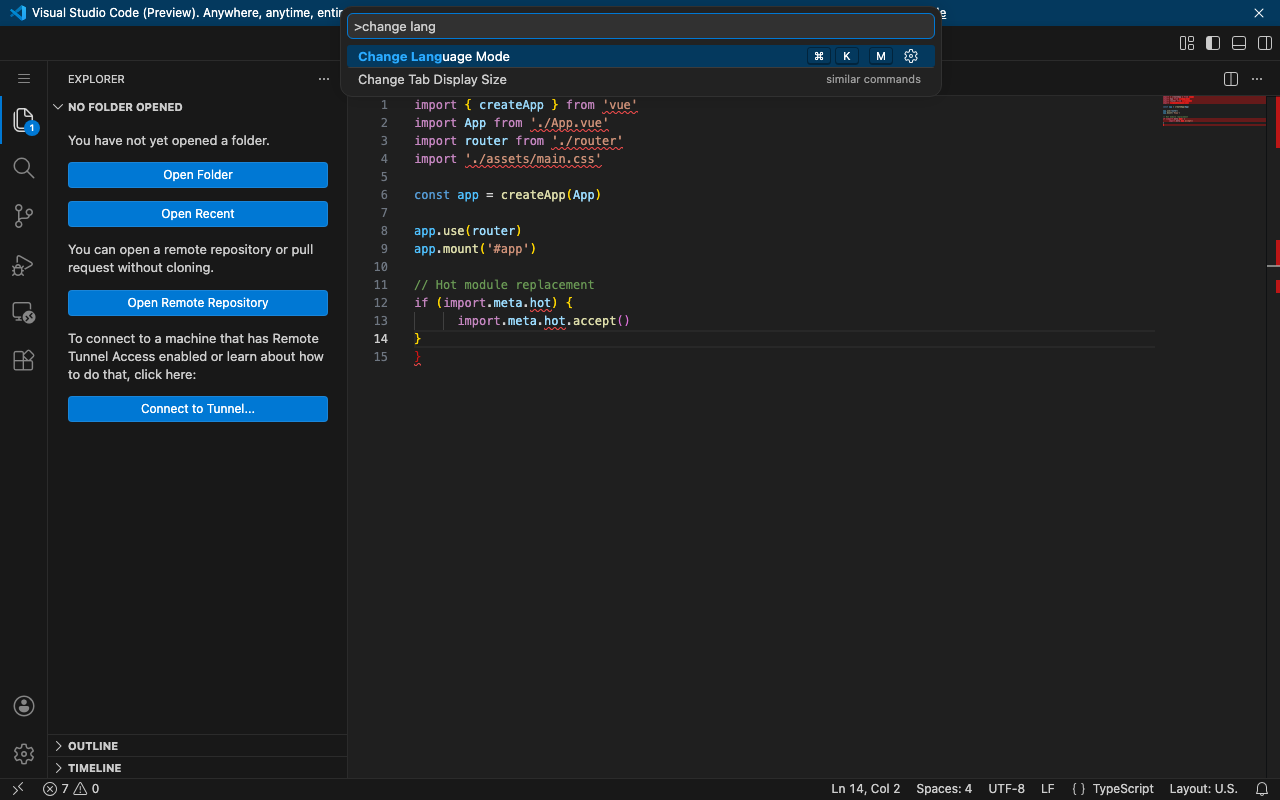 Command Palette บน vscode.dev ใช้ได้เหมือน Desktop ทุกประการ