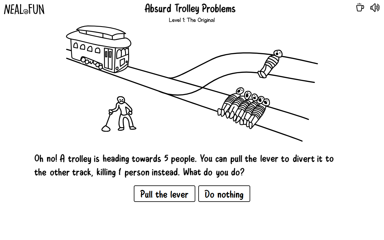Absurd Trolley Problems Level 1: The Original