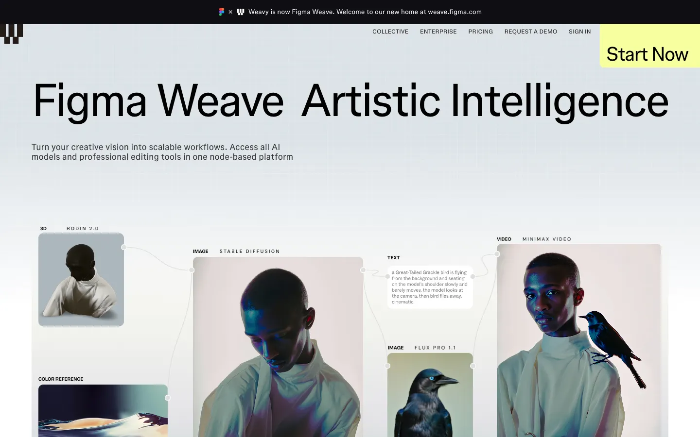 หน้าแรกของ Figma Weave สโลแกน Artistic Intelligence